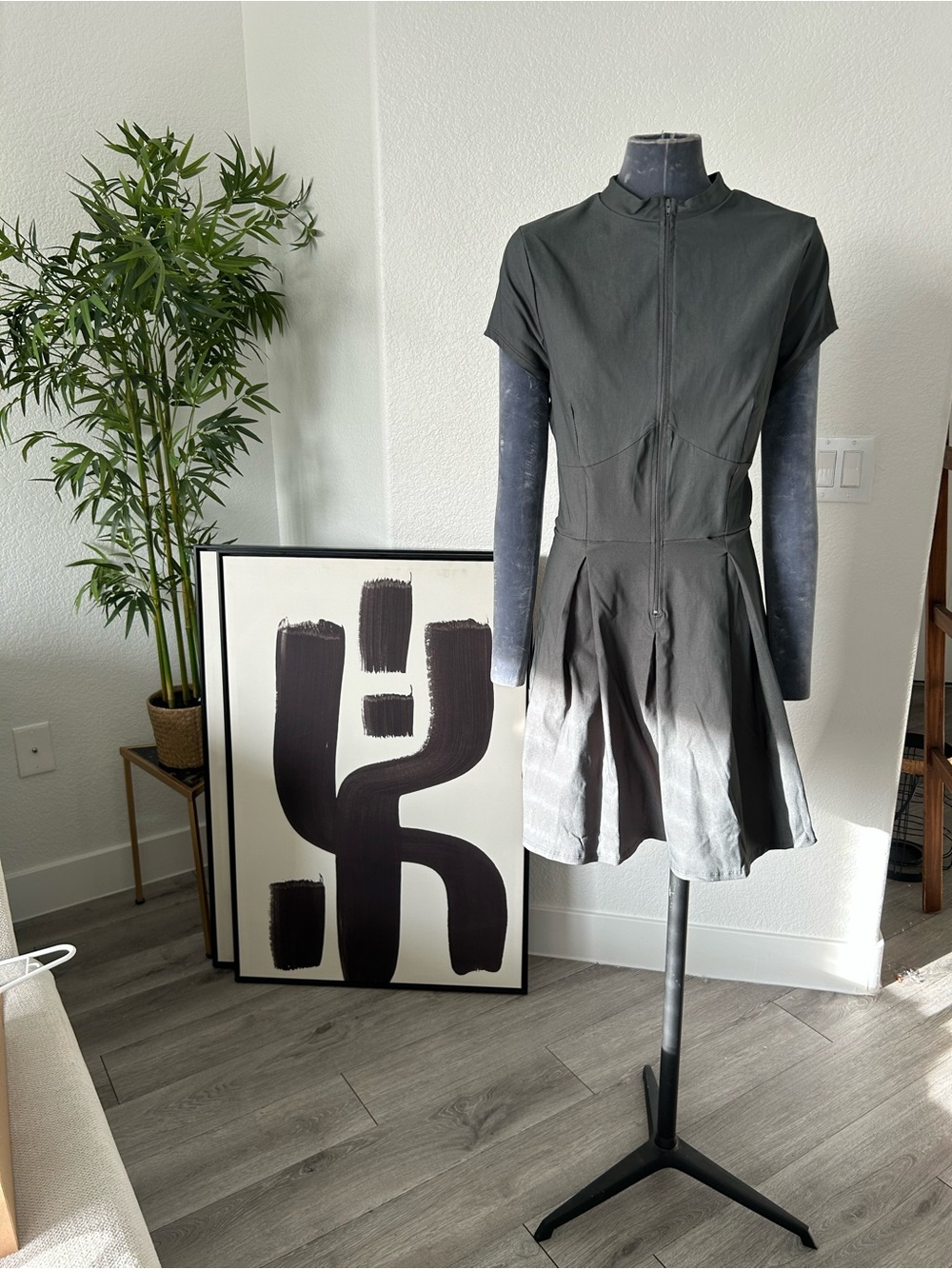 Fashion Nova Gray Short Sleeve Fit-and-Flare Mini Dress